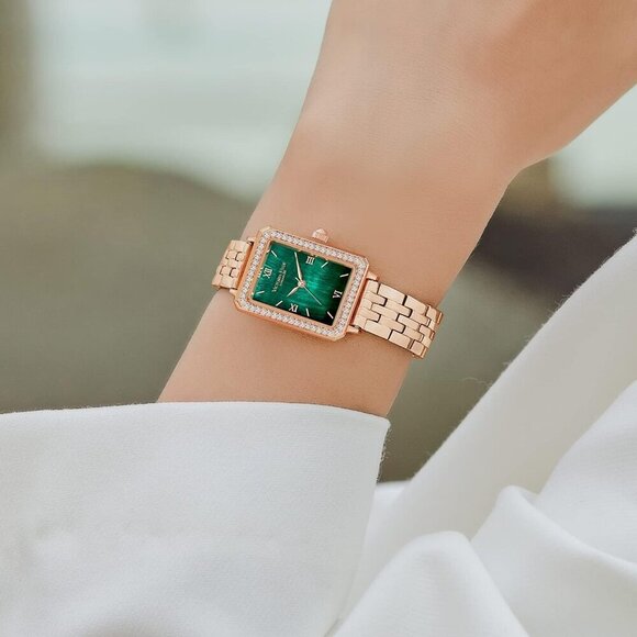 VICTORIA HYDE Womens Elegant Watch Green Mother of Pearl Dial Black Leather Band - Picture 5 of 6